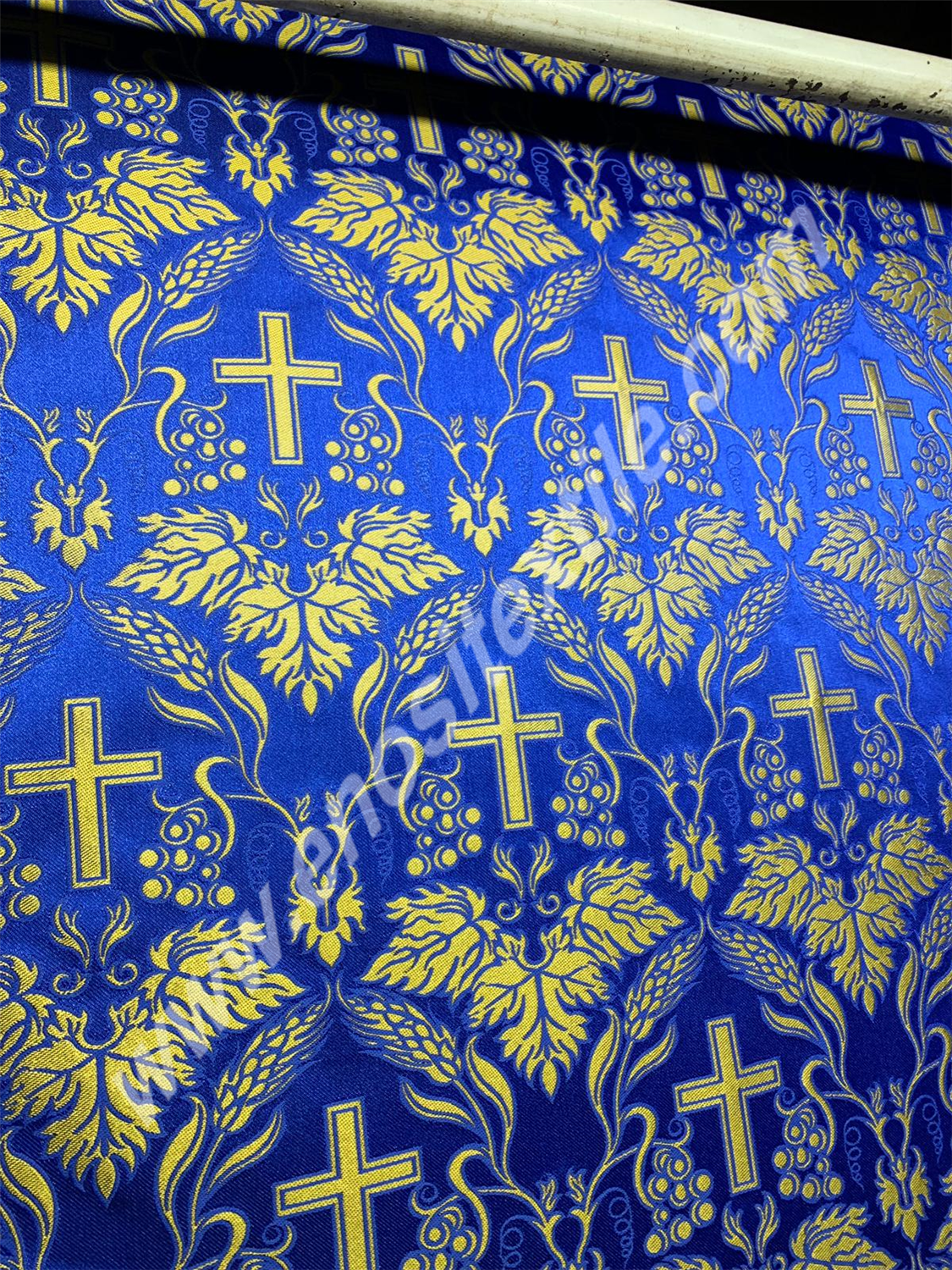 KL-060 Dark Blue-Gold Brocade Fabrics